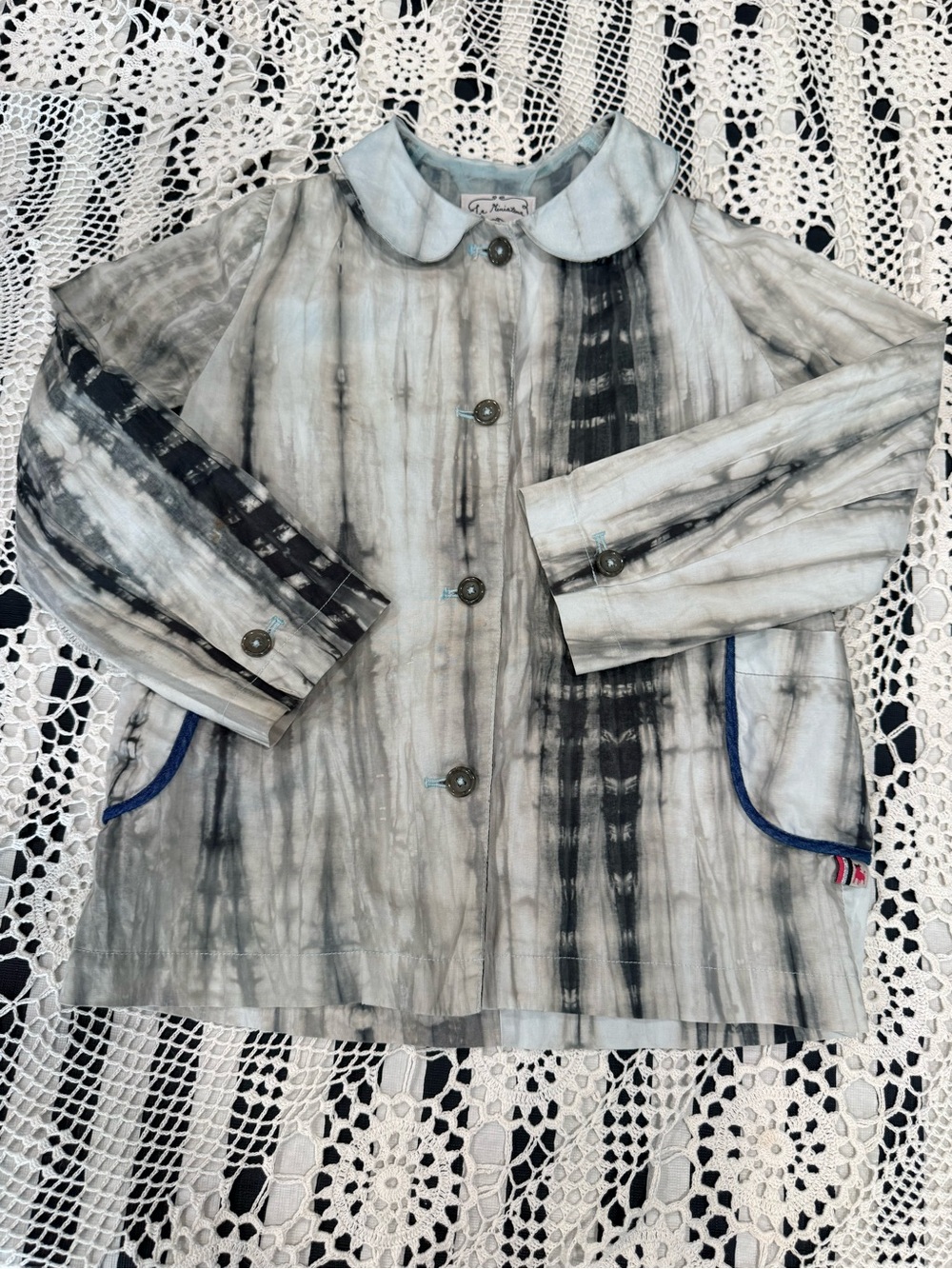 La Miniatura Kids Tie Dye Peter Pan Collar Jacket Coat Size 6